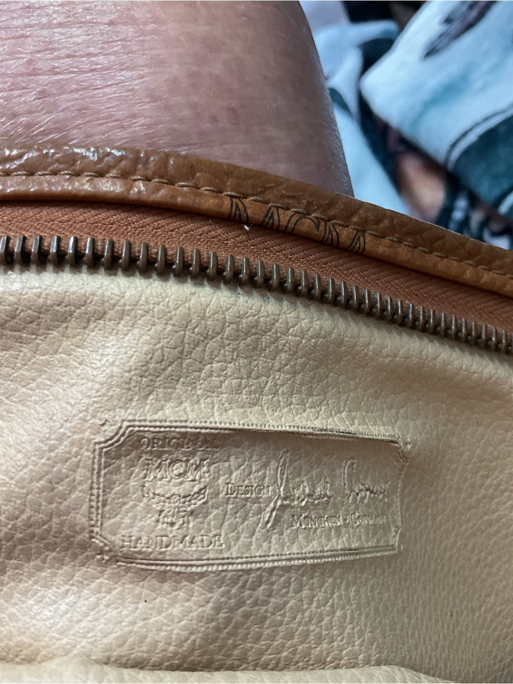 MCM Cognac Brown Visetos Monogram Zip Pouch with Gold Plate - Picture 9 of 10